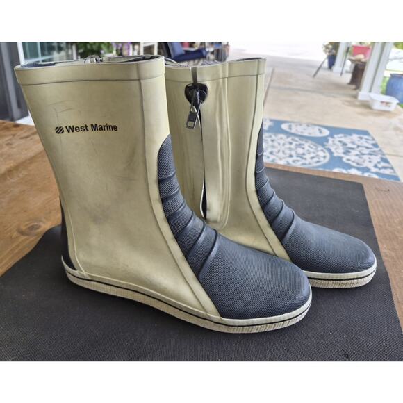 West Marine Sailing Boots Size 9 Ice Blue Deck Boot Anti Scuff Fishing Zipper main image 10